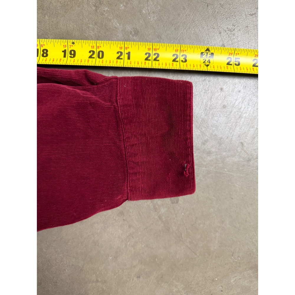 Nordstrom Mens Burgundy Corduroy Button Down Shirt Large Long Sleeve Cotton - Picture 7 of 9